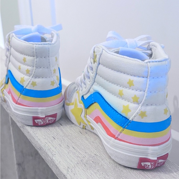 Girls VANS 
SK8-Hi High-Top Rainbow Sneakers - Picture 3 of 5